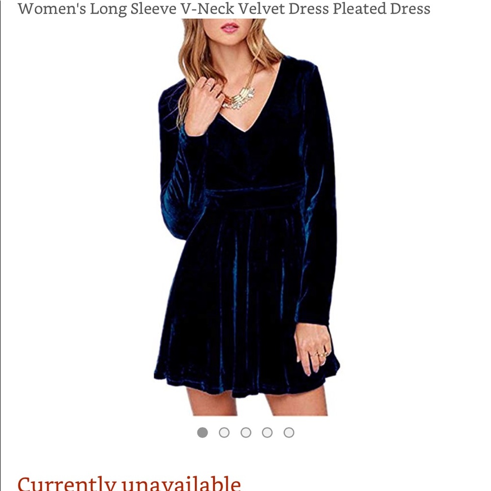 Long sleeve v-neck velvet dress